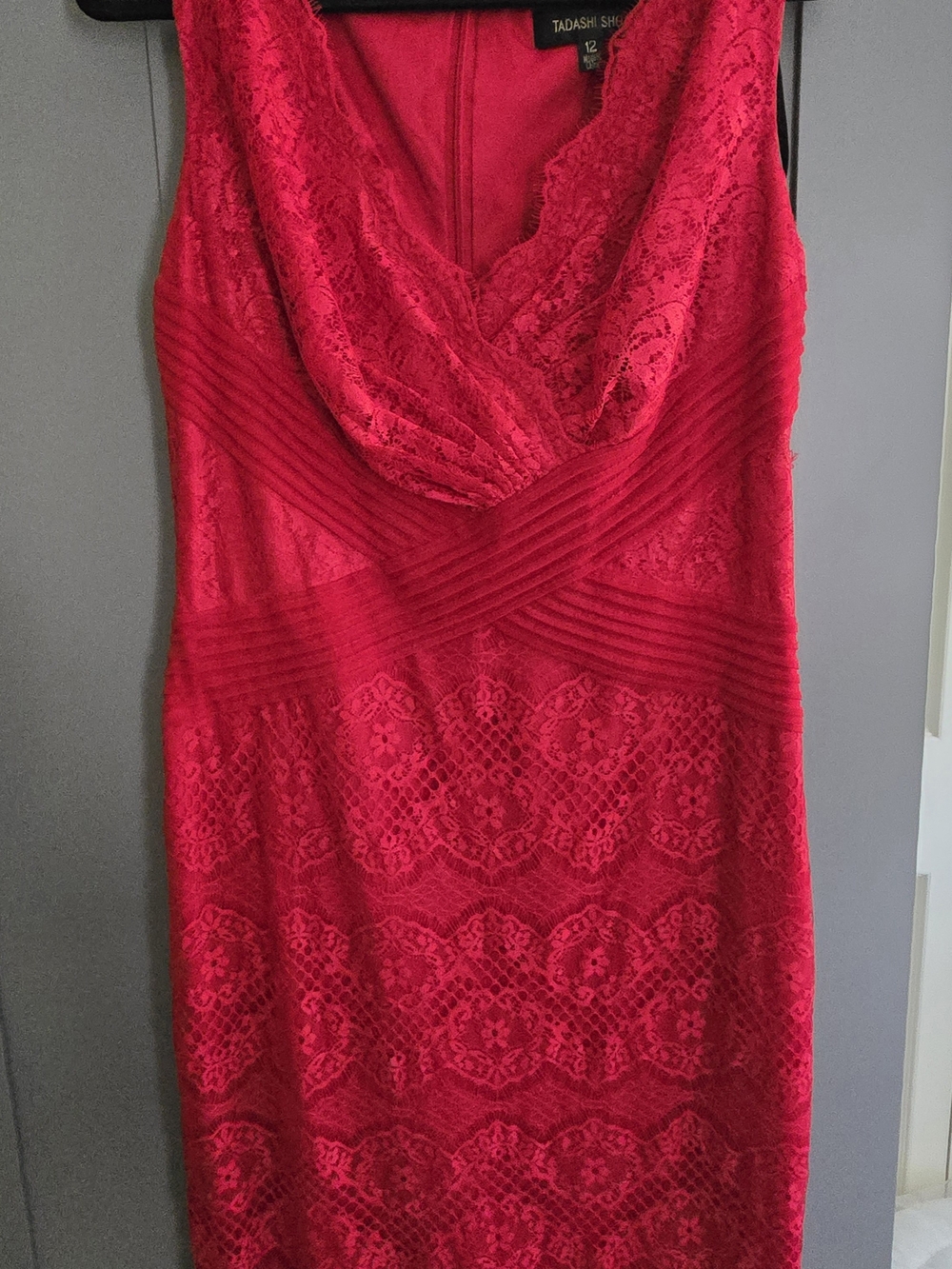 Tadashi Shoji Red Lace Midi Dress